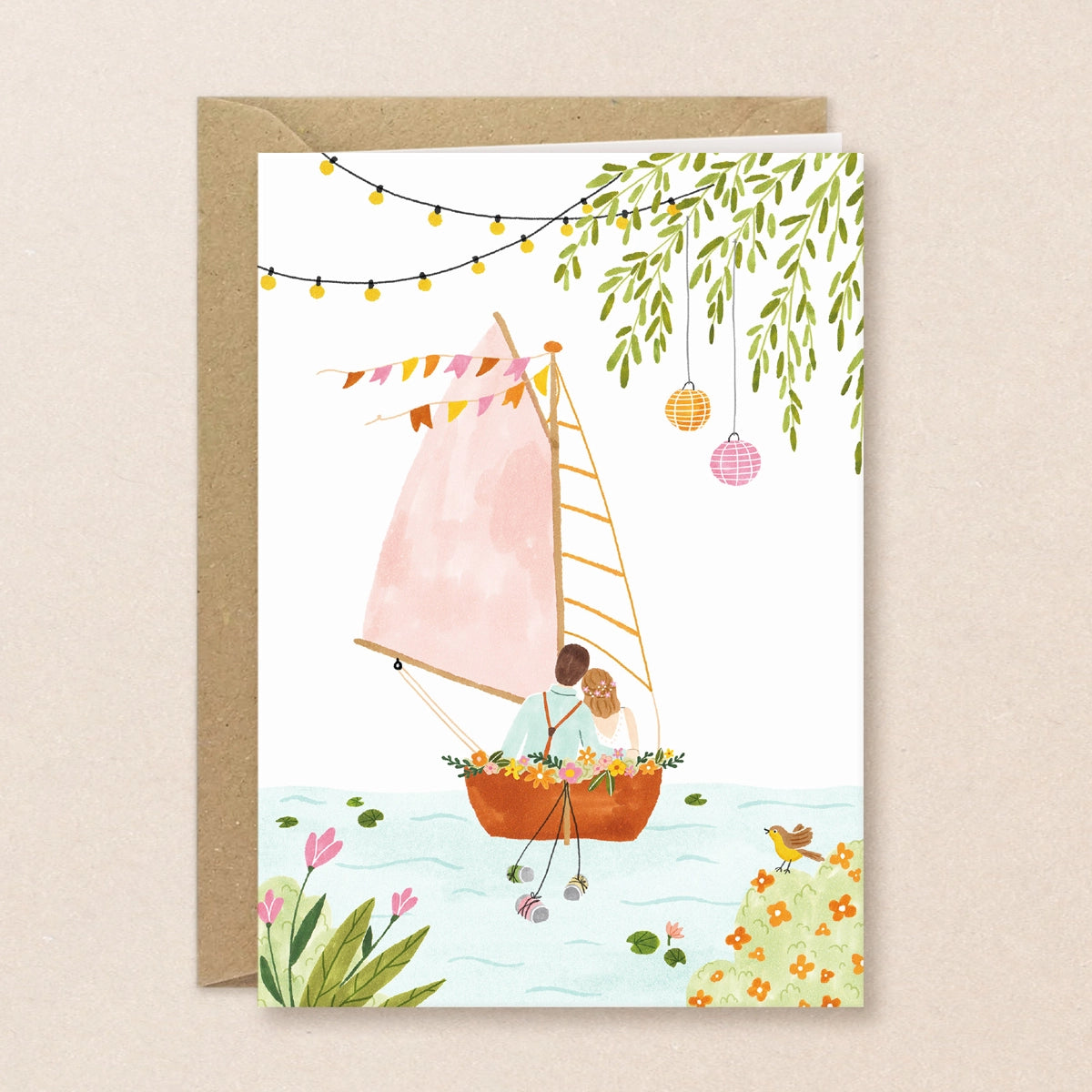 Carte de vœux ''Mariage en bateau''