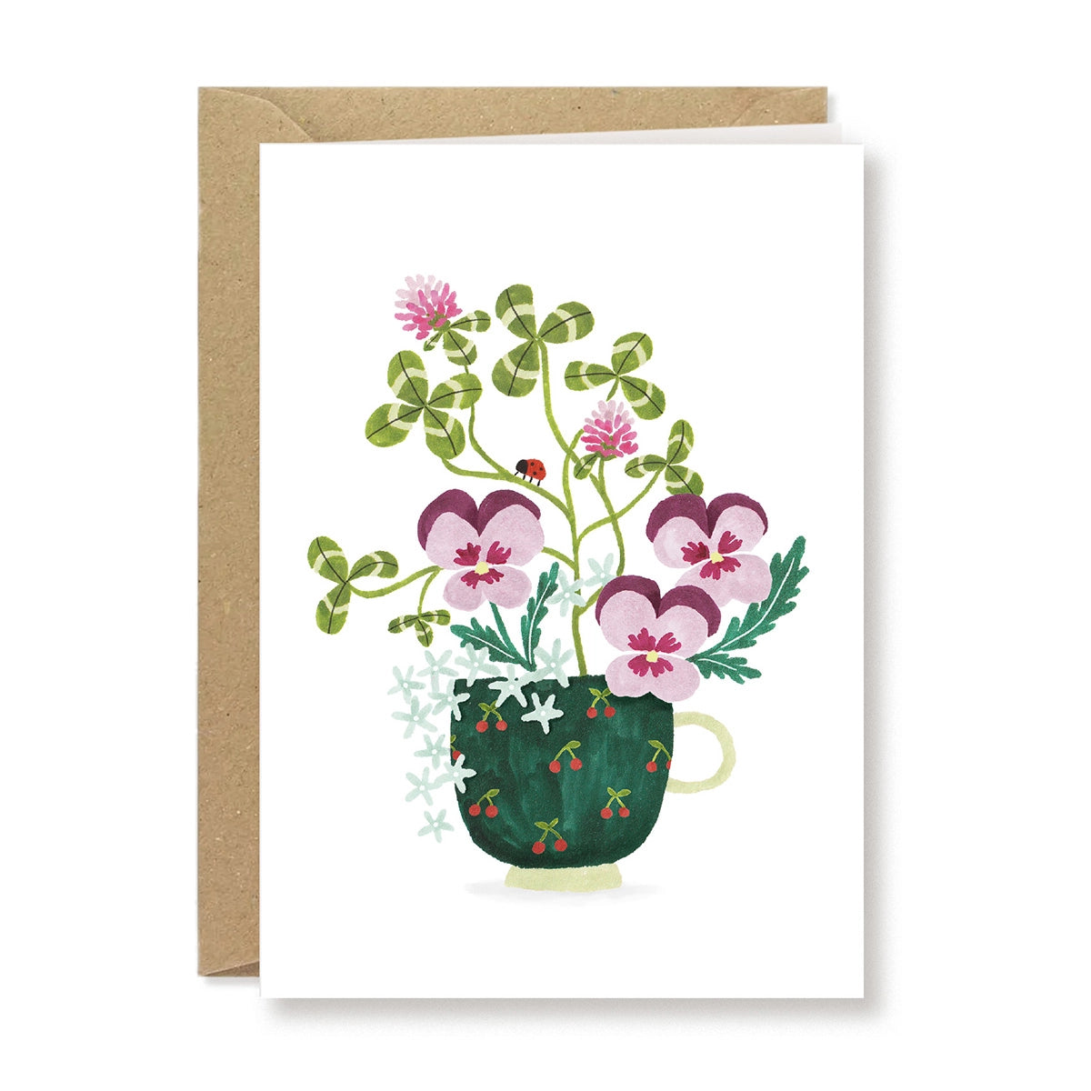Carte de vœux ''Tasse de violettes''