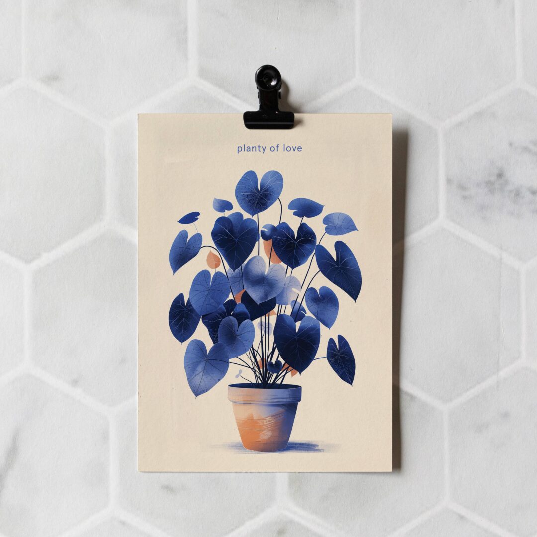 Carte de vœux Linogravure ''Planty of love''