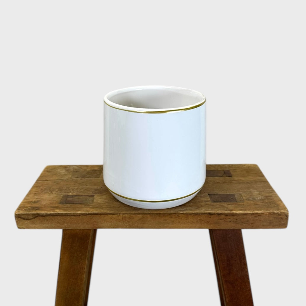 Cache-pot ''Gold Line'' Blanc Ø12 cm