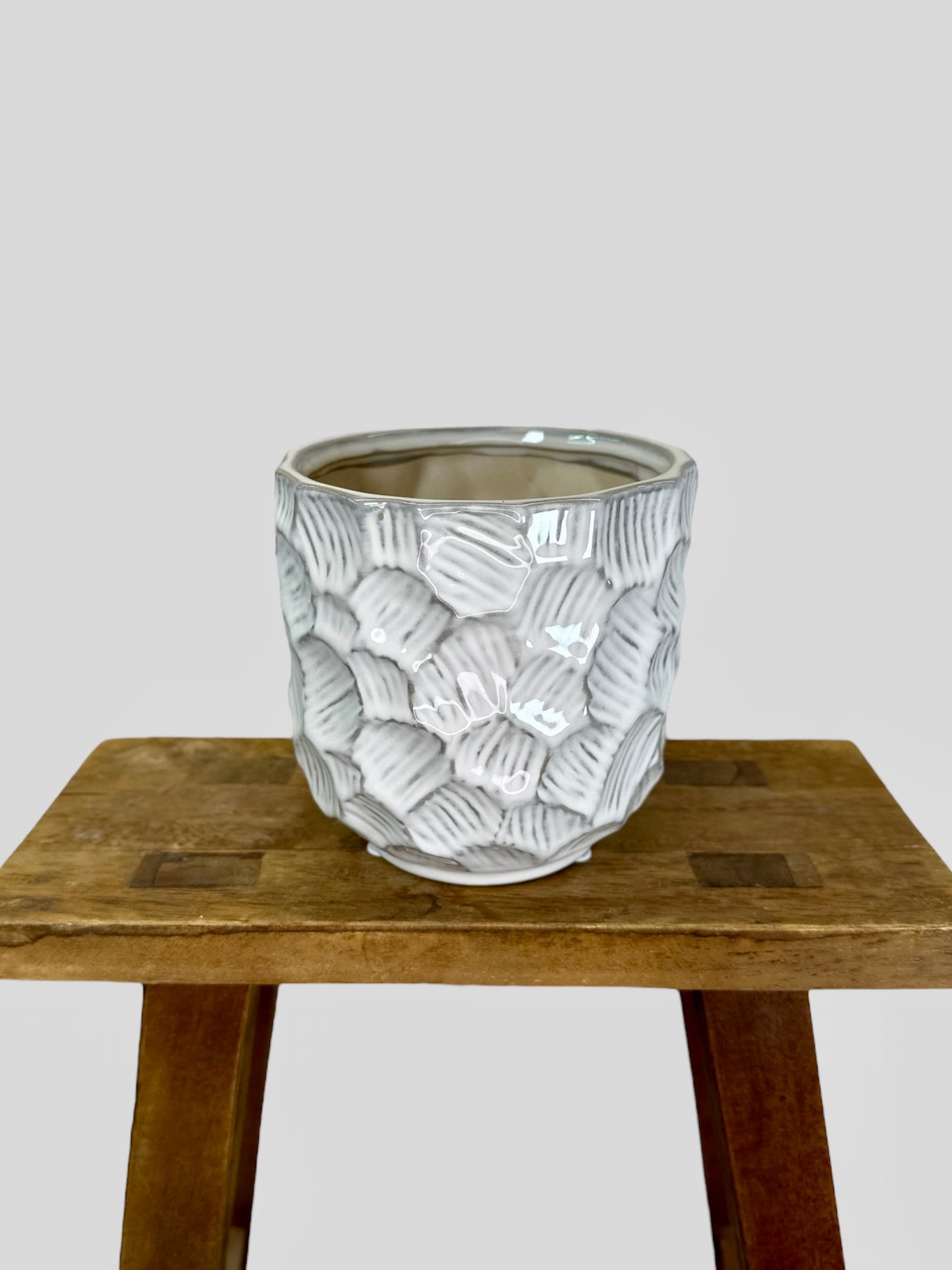 Cache-pot ''bohème'' blanc Ø12 cm