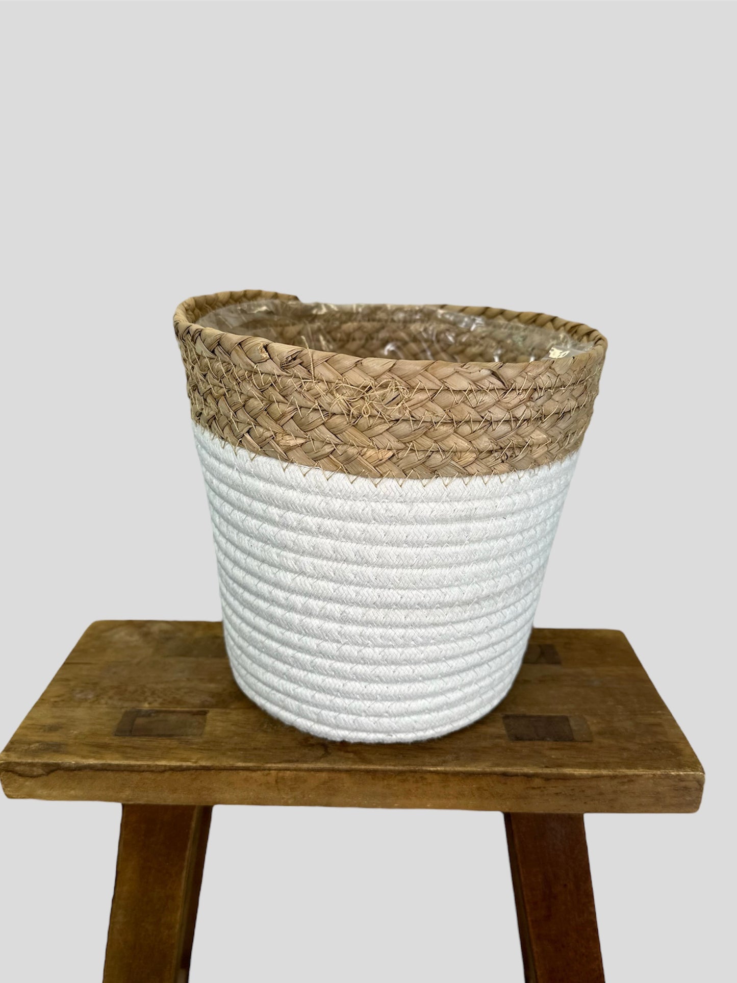 Cache-pot Panier blanc Ø19 cm