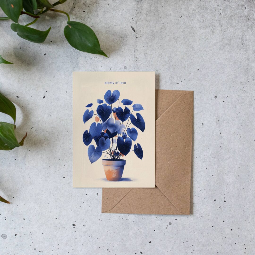 Carte de vœux Linogravure ''Planty of love''