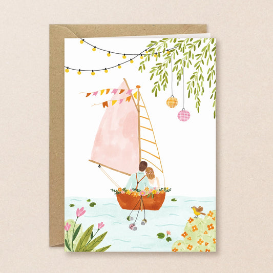 Carte de vœux ''Mariage en bateau''