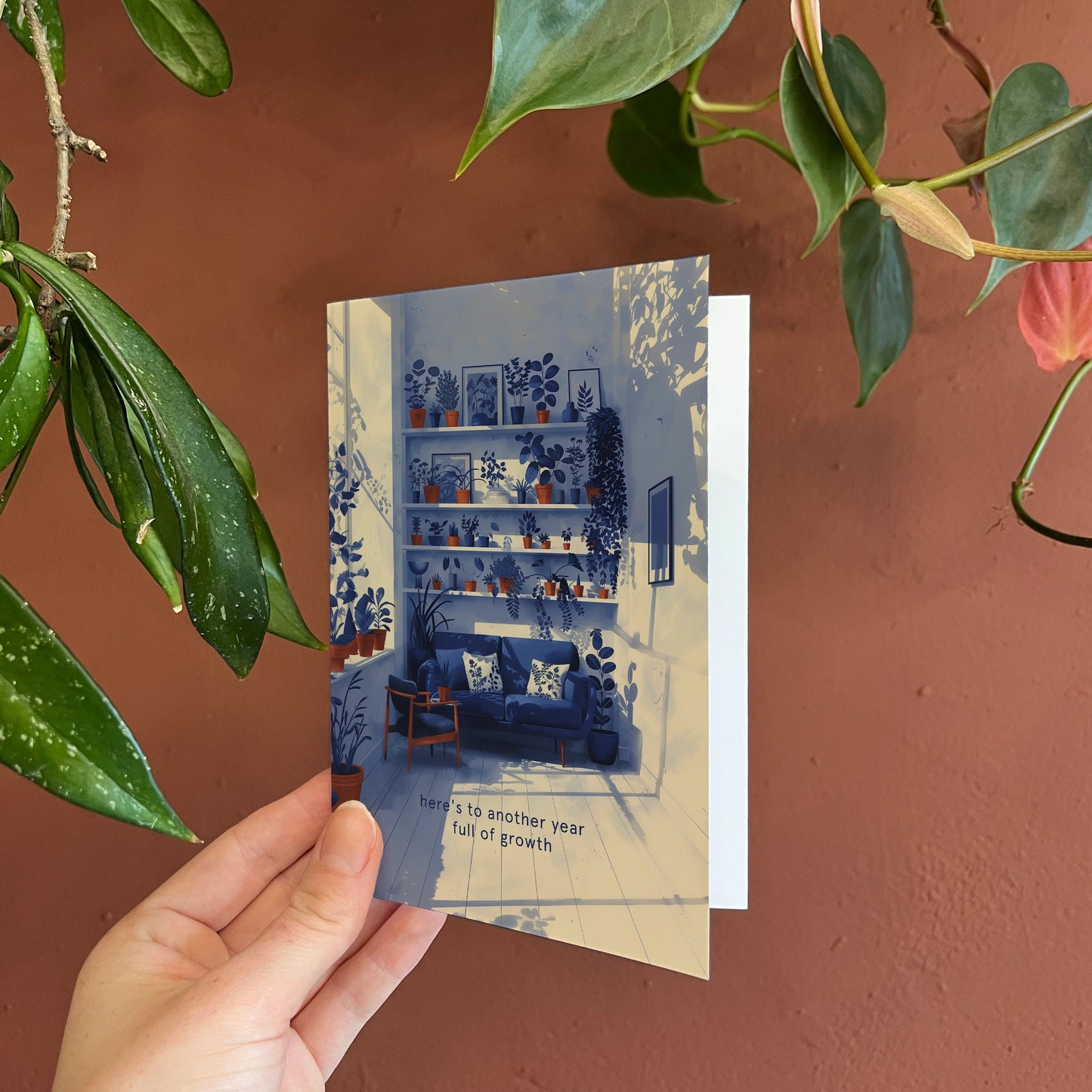 Carte de vœux Linogravure ''Another year full of growth'' Avec enveloppe ensemencé