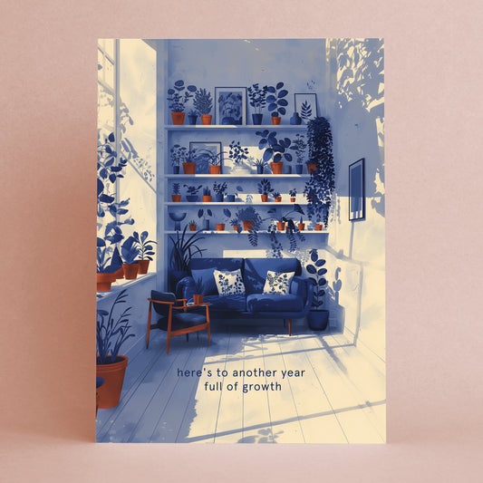 Carte de vœux Linogravure ''Another year full of growth'' Avec enveloppe ensemencé