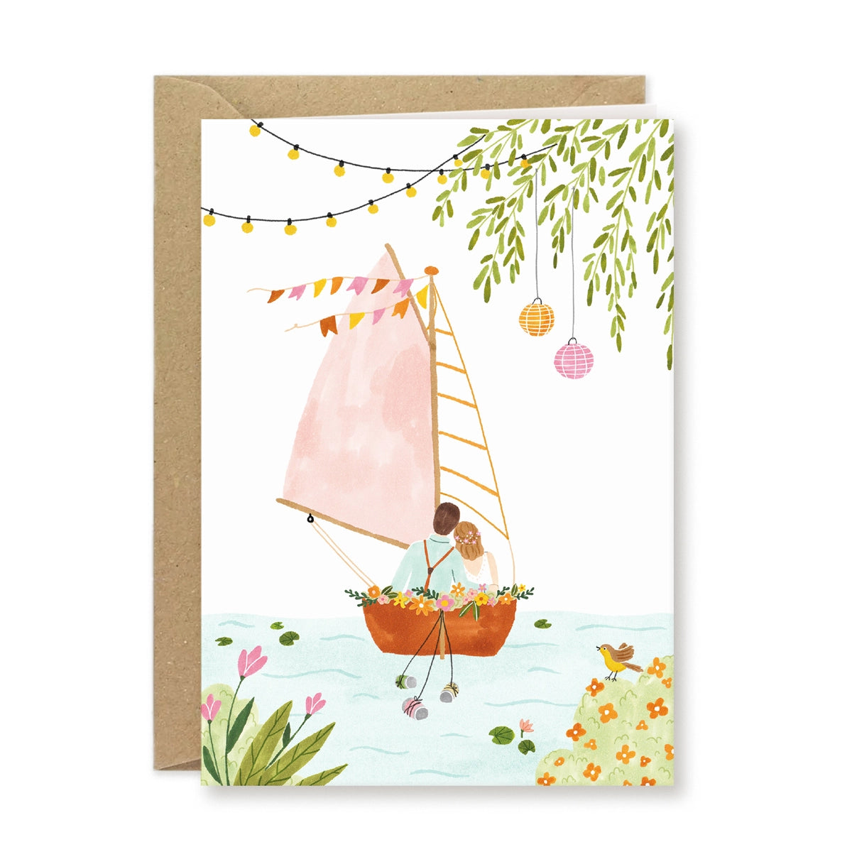 Carte de vœux ''Mariage en bateau''