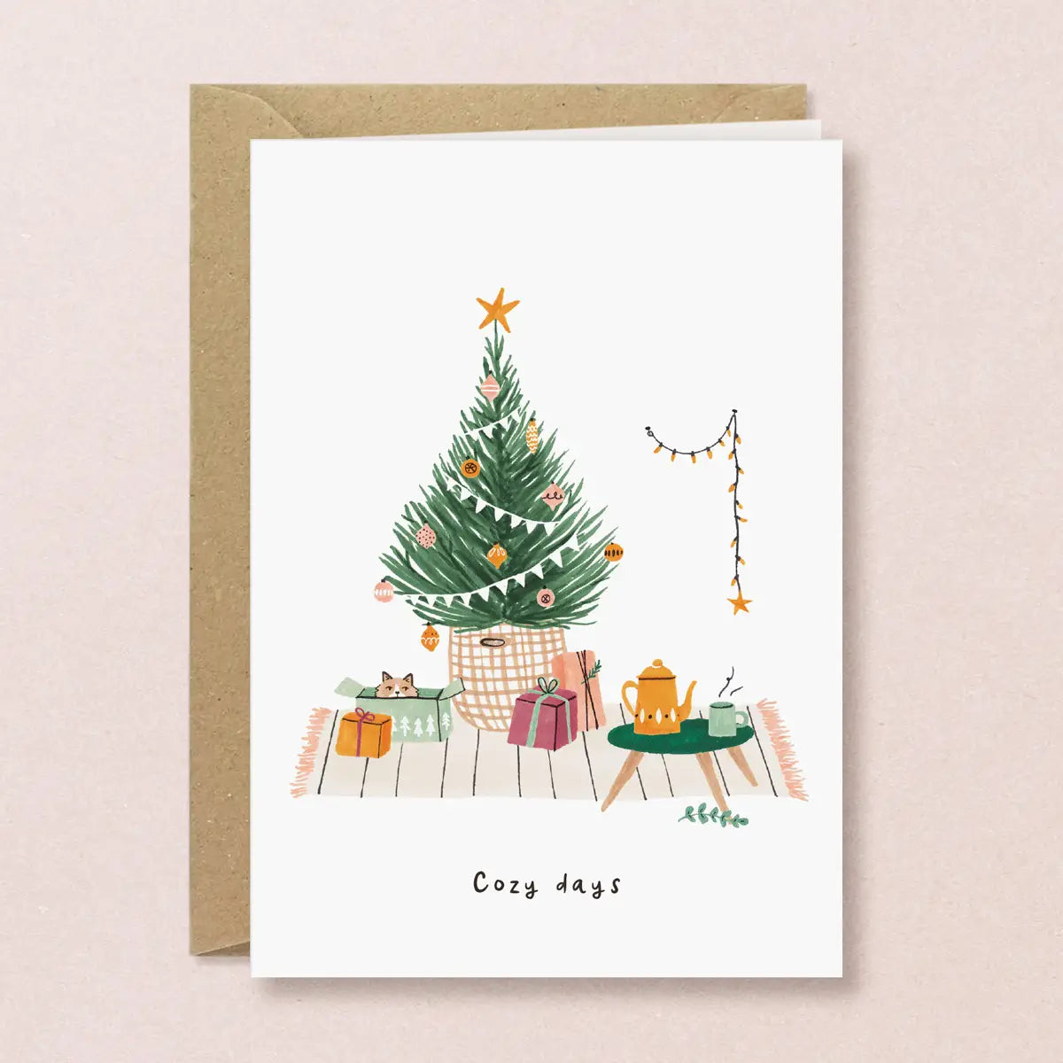 Carte de vœux Noël ''Chat dans une boite''