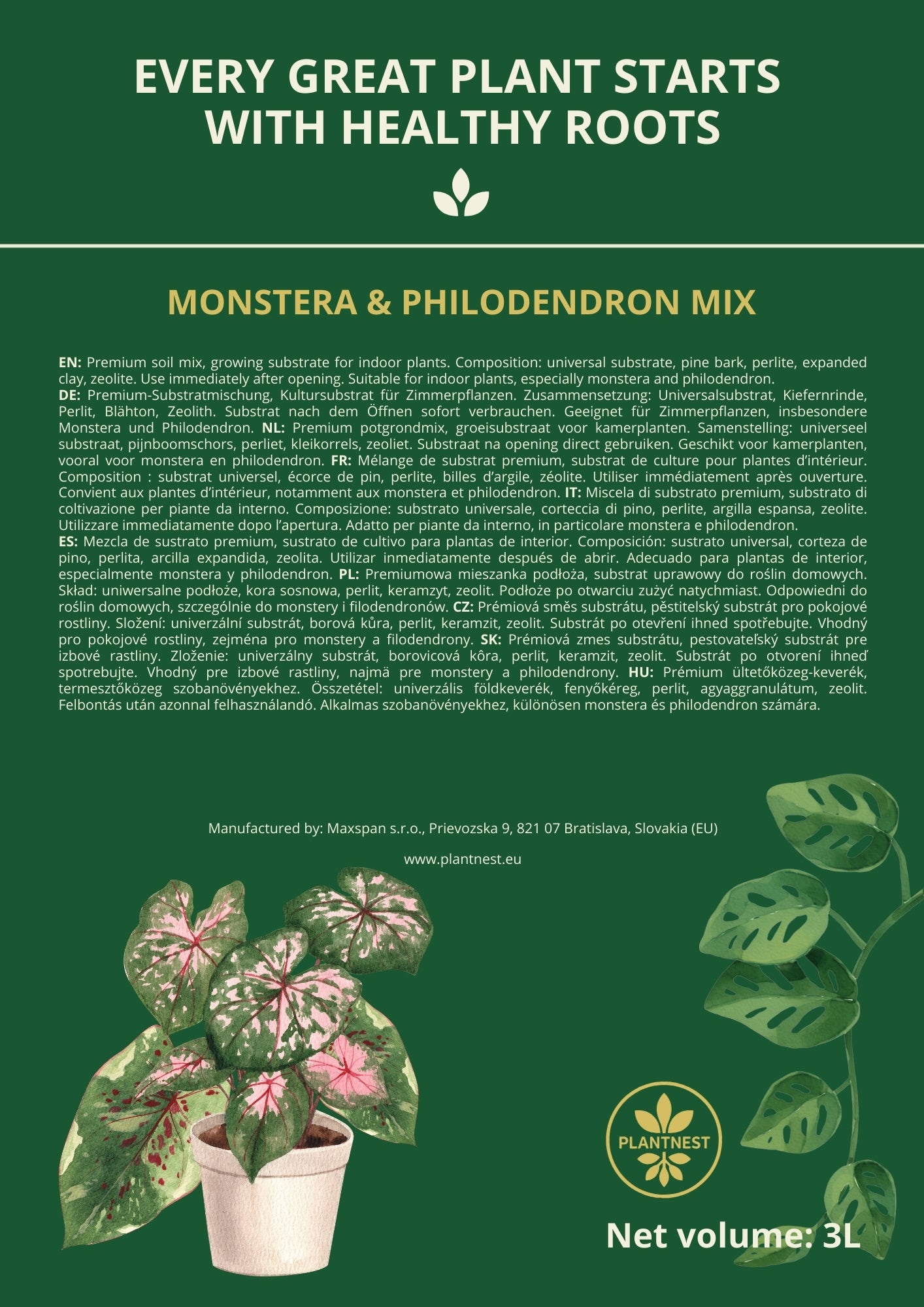 PlantNest substrat Monstera & Philodendron 3L