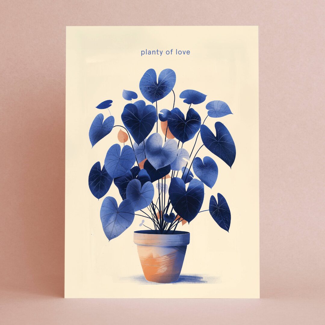 Carte de vœux Linogravure ''Planty of love''