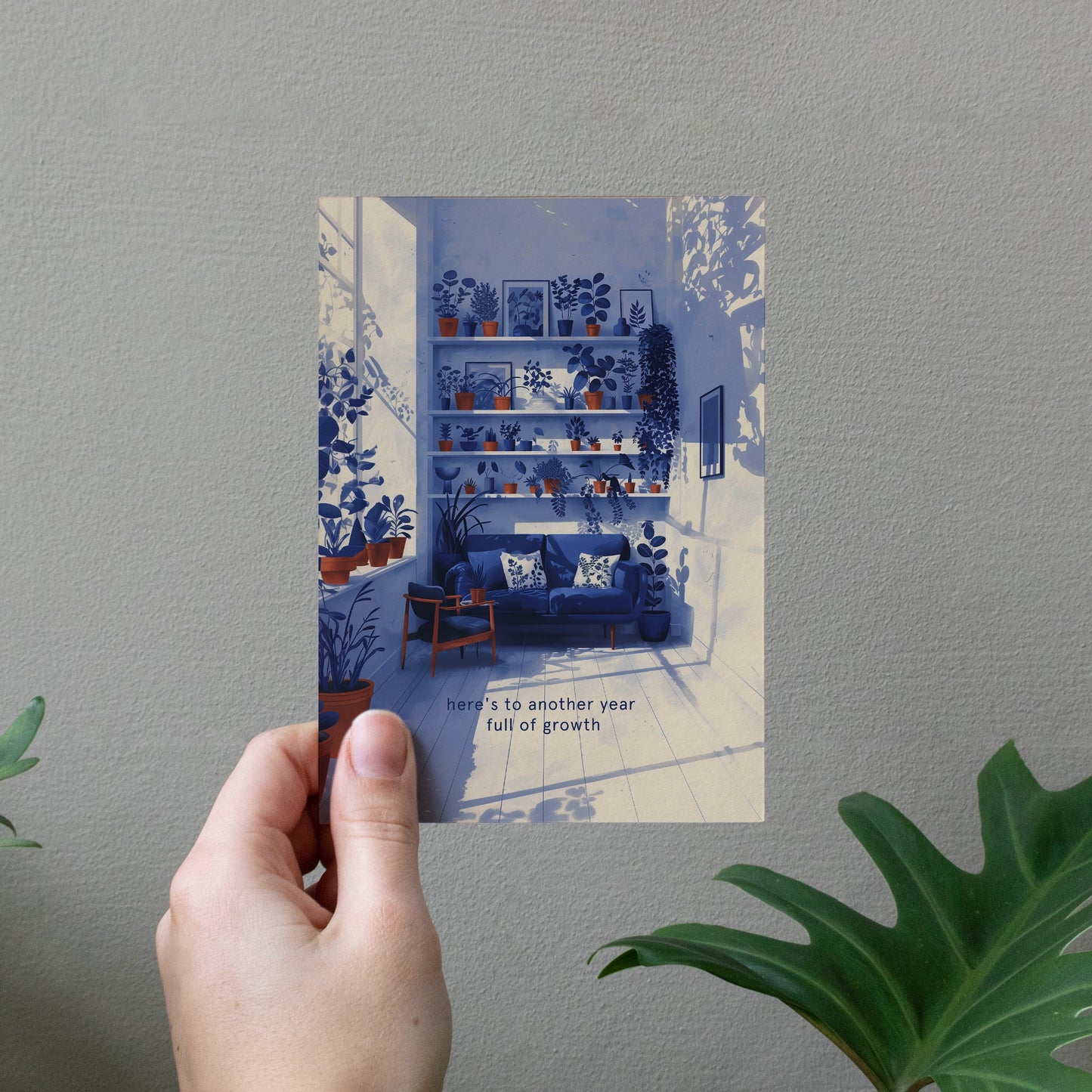 Carte de vœux Linogravure ''Another year full of growth'' Avec enveloppe ensemencé