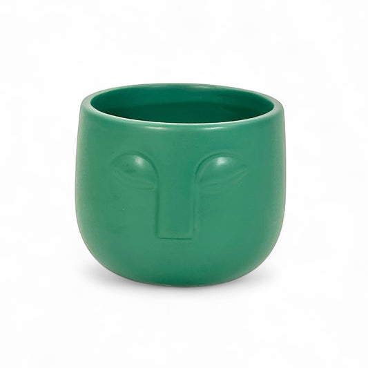 Cache-pot 'Visage' vert Ø8.5 cm