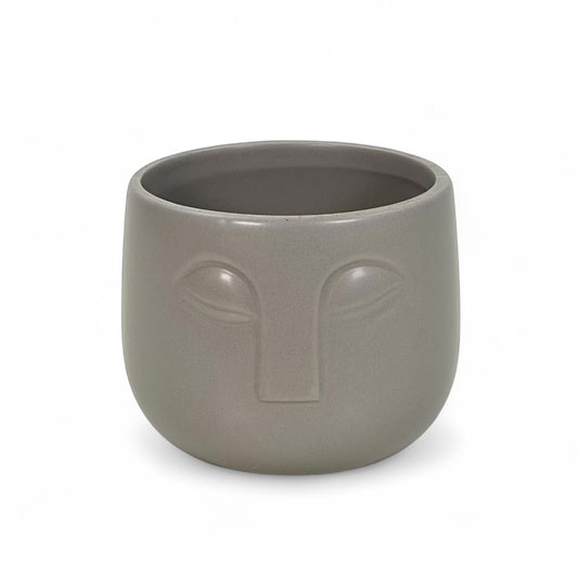 Cache-pot 'Visage' gris Ø8.5 cm
