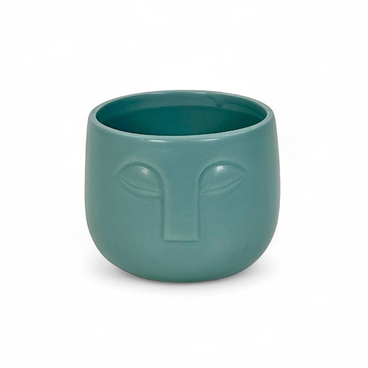 Cache-pot 'Visage' bleu Ø8.5 cm